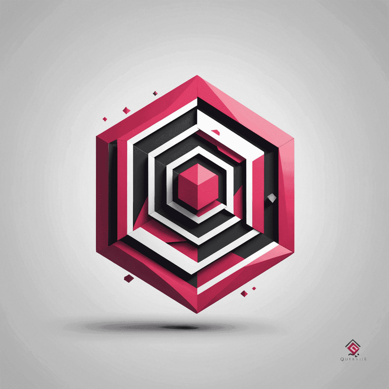 Qubeiltics logo featuring a modern, abstract design with red and pink elements