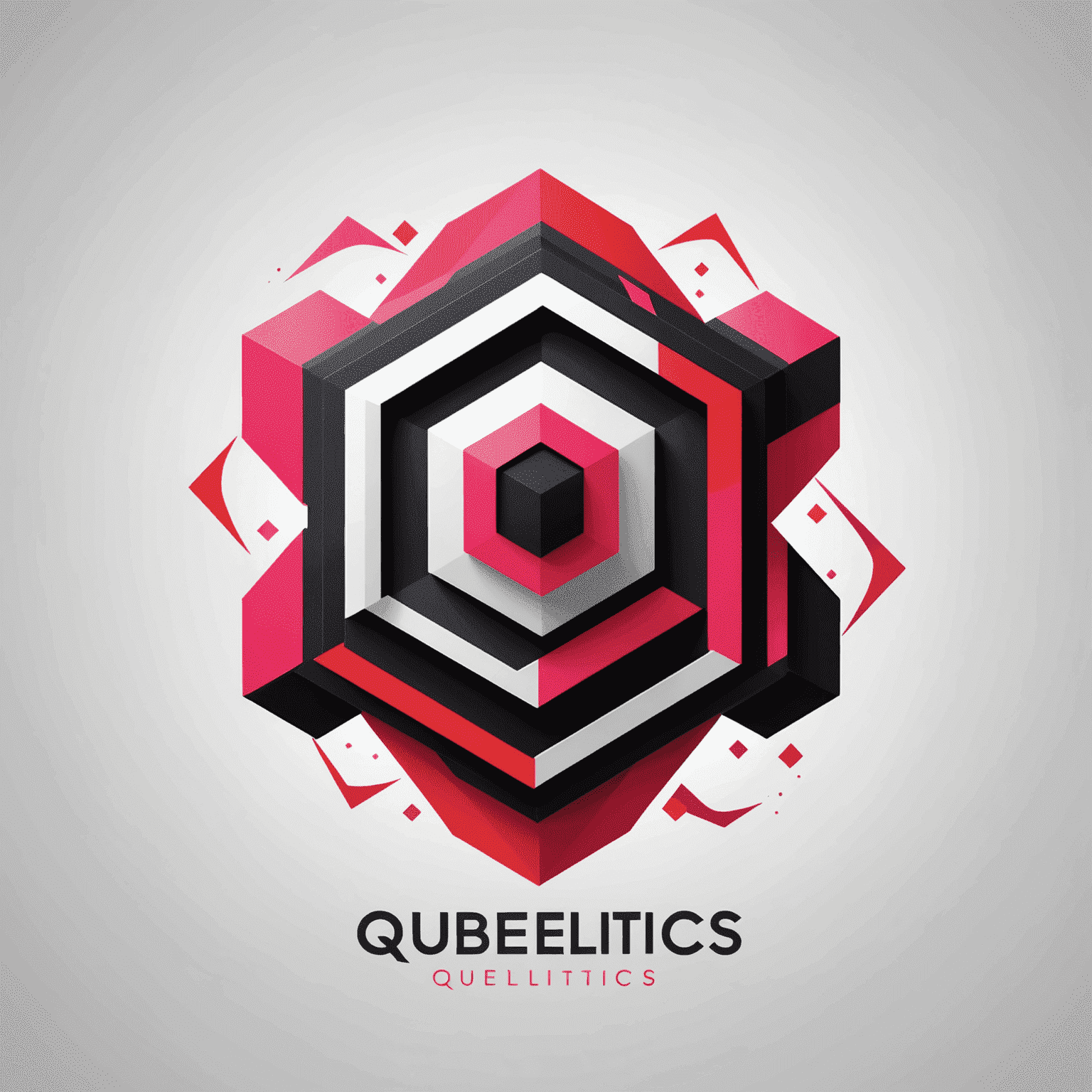 Qubeiltics logo featuring a modern, abstract design with red and pink elements