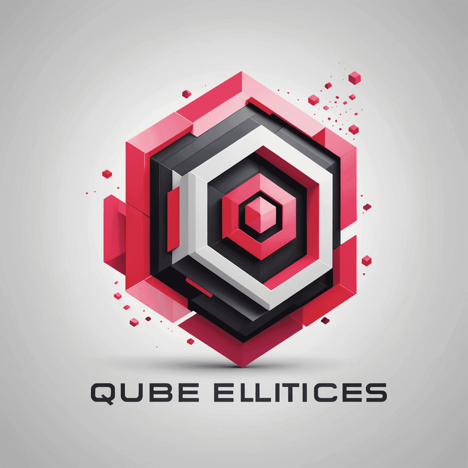 Qubeiltics logo featuring a modern, abstract design with red and pink elements