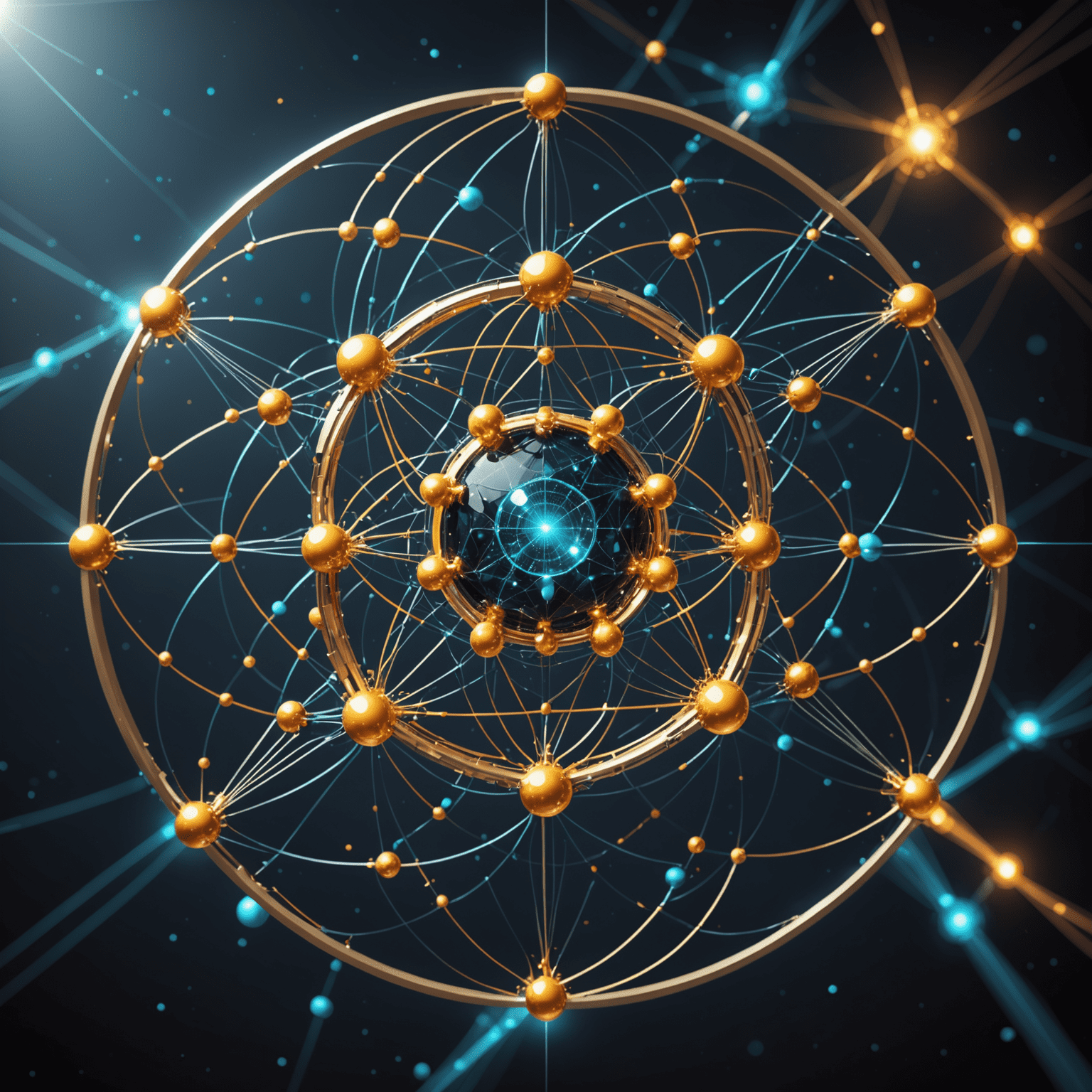 A futuristic image representing quantum strategy with interconnected nodes and abstract quantum patterns