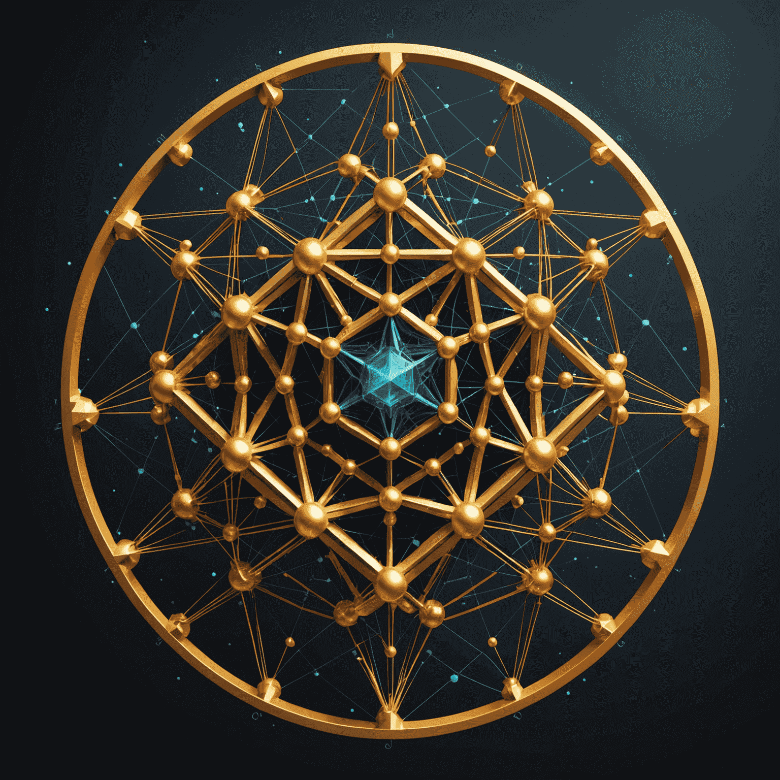 Abstract visualization of quantum cryptography with interlocking geometric shapes