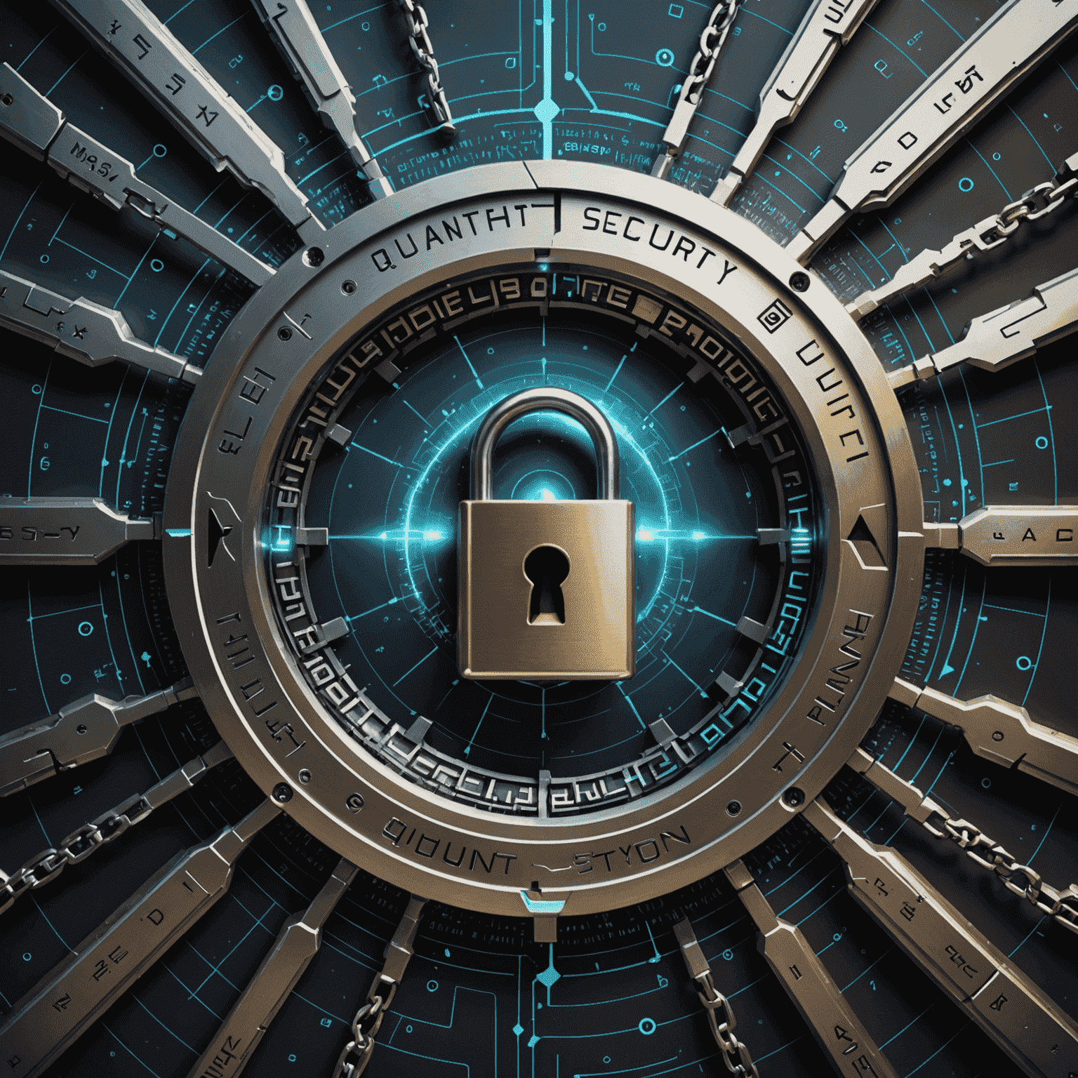 A conceptual image of quantum security featuring encryption keys and quantum-safe protocols