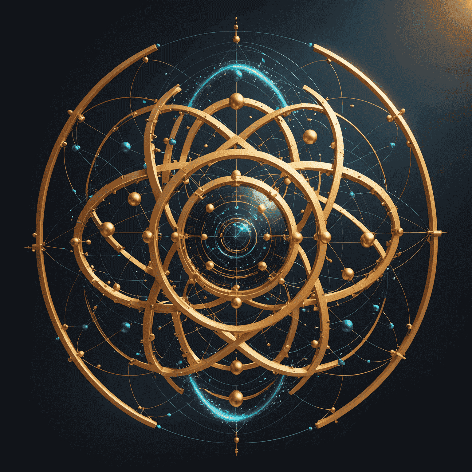 An abstract representation of quantum algorithm development with complex mathematical equations and quantum gates