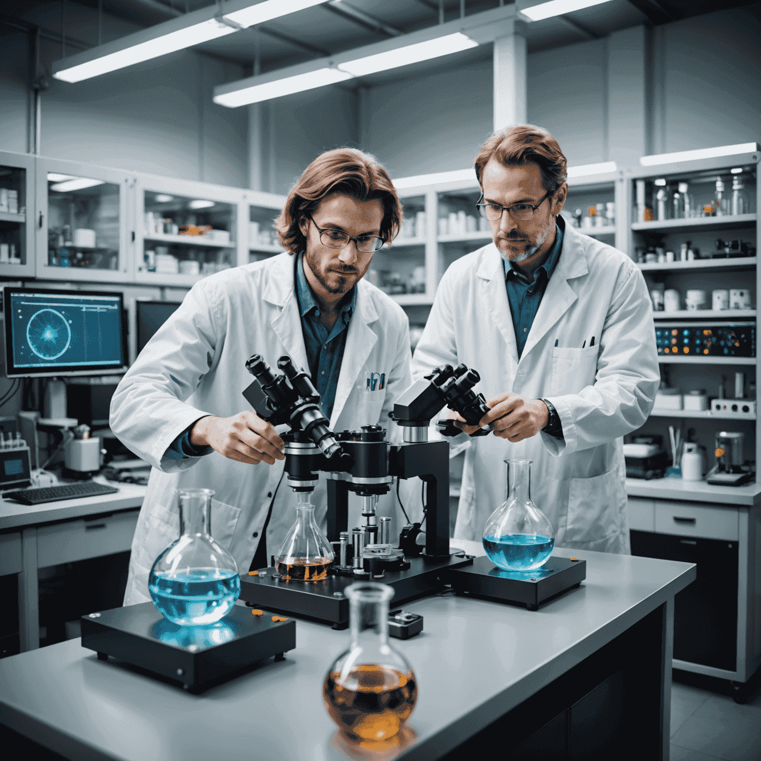 An image showing collaboration between industry and academia in quantum research, with laboratory equipment and researchers